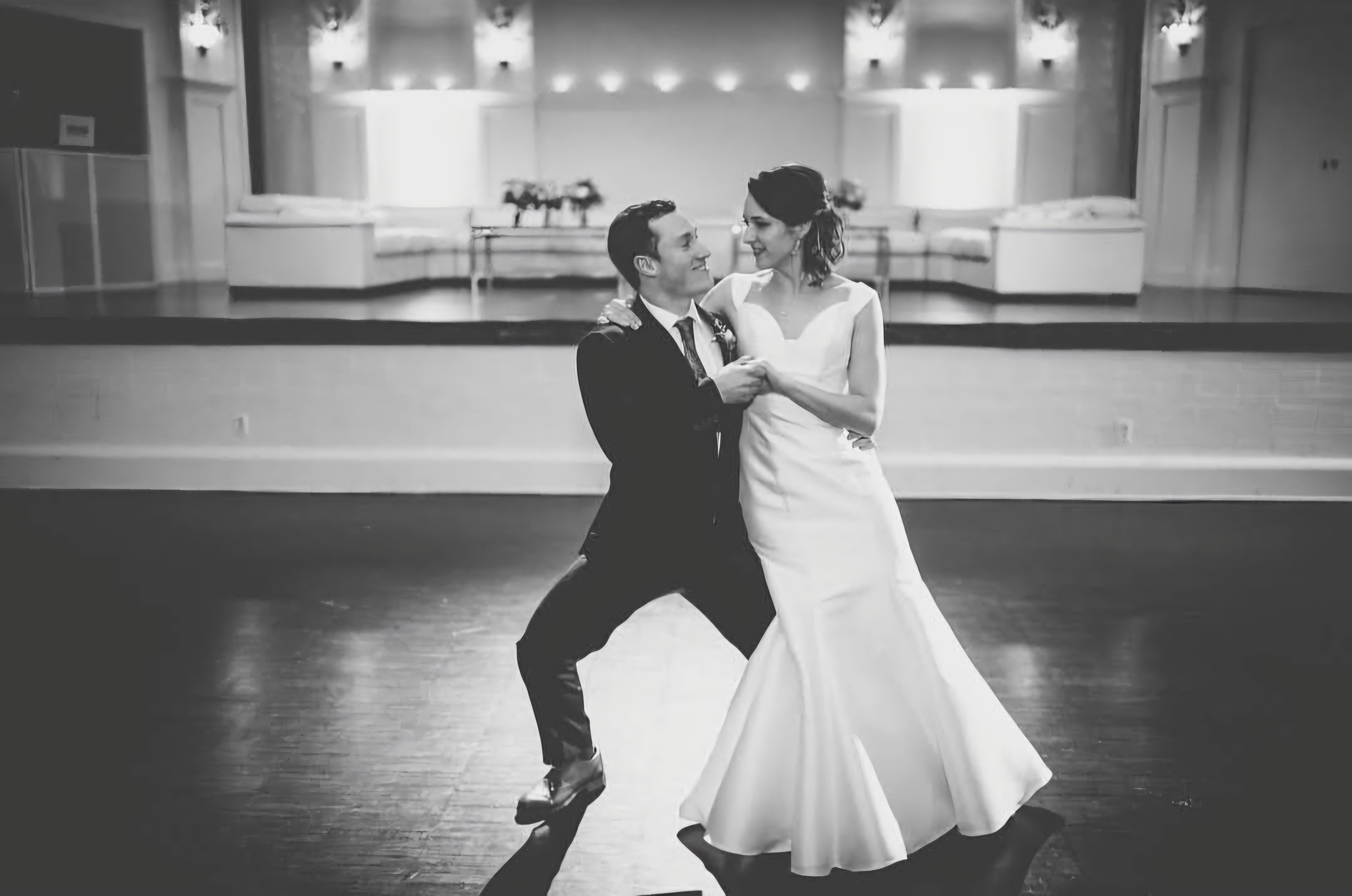A DanceFam couple dancing at their reception